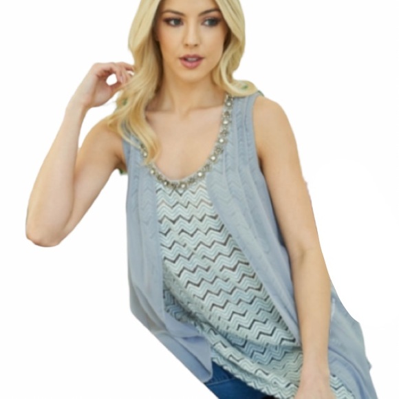 Nwt boho top, tank top, spring summer top, embellished top - Picture 3 of 13